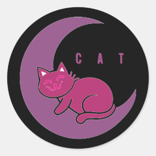 Süße Träume Katze auf zunehmendem Mond Sticker
