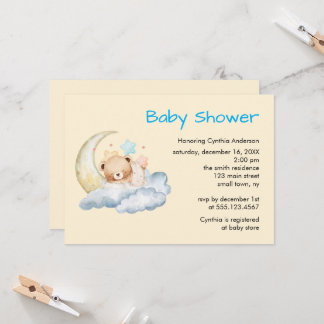 Süße Träume Teddybär Junge Baby Shower Einladung