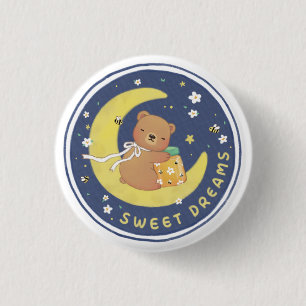 Süße Träume: Teddybär und Honig-Illustration Button