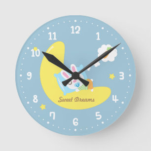 Süße Träume Traumland Baby-Bunny-Kinderzimmer Runde Wanduhr