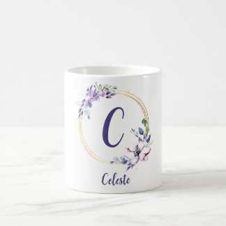 Süße trendige Monogramm-Blumen-Tasse Kaffeetasse