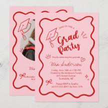 Süße, trendy rosa wellenförmige Rand-Einladung zur