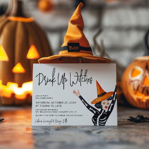 Süße 'Trinkt Auf Hexen' Mädchen Halloween-Party Einladung