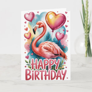 Süße tropische Flamingo-Geburtstagskarte Karte