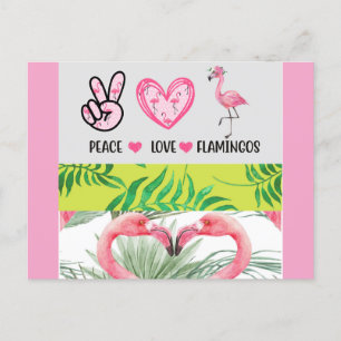 Süße tropische Friedensliebe Flamingos Postkarte