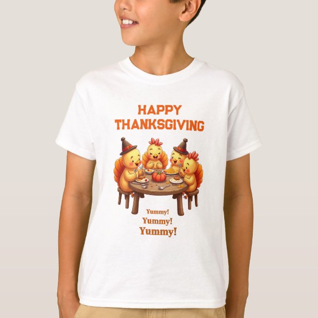 Süße Truthähne beim Festmahl T-Shirt (Vorderseite)