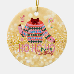 Süße Ttreats Mädchen hässlicher Weihnachtspullover Keramik Ornament
