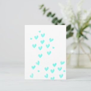 Süße Türkis-Wasserfarben-Herzen Postkarte