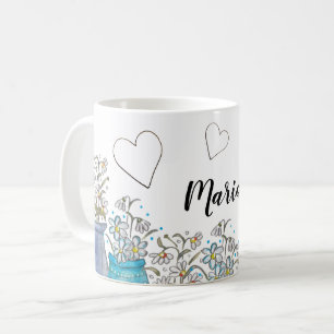 Süße Türkisblaue Boho-Blumenkunst Kaffeetasse
