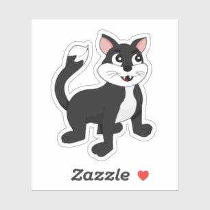 Süße Tuxedo-Cartoon-Katze - Vinyl-Aufkleber Aufkleber