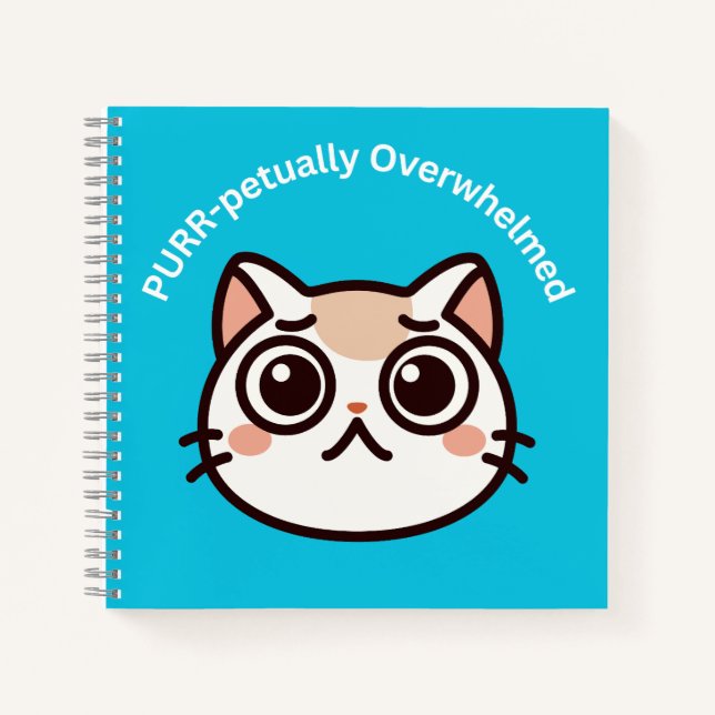 Süße überforderte Katze Notizbuch (Vorderseite)