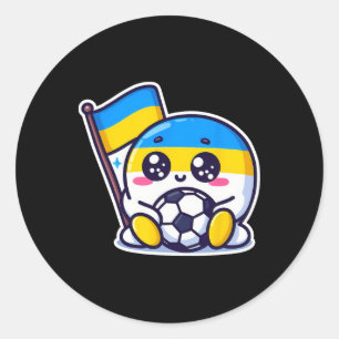 Süße ukrainische Fan Ukraine-Flagge Cute Cart Runder Aufkleber
