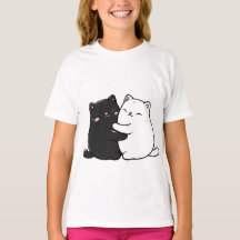 Süße umarmende Katzen Teenie Mädchen T-Shirt | Lie