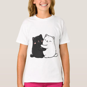 Süße umarmende Katzen Teenie Mädchen T-Shirt Lie