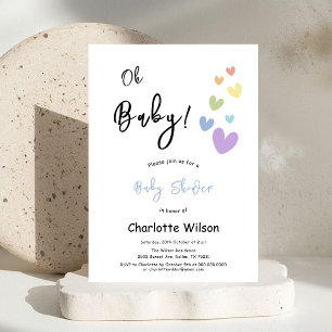 Süße und bunte Herzen Baby Shower Einladung