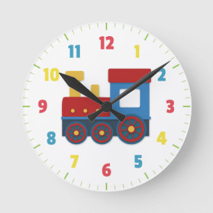 Süße und bunte Zug für Jungen-Schlafzimmer Runde Wanduhr