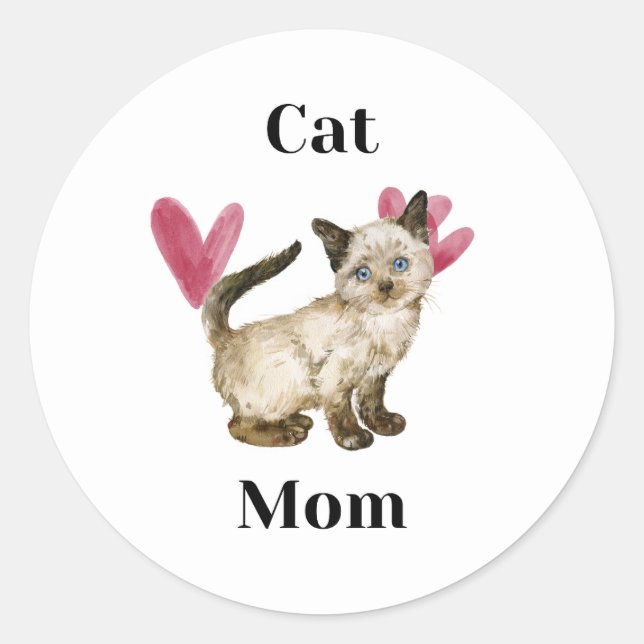 Süße und einfache Katze-Mama Runder Aufkleber (Vorderseite)