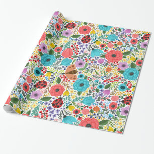 Süße und farbenfrohe Blumenditsy   Schleifpapier Geschenkpapier
