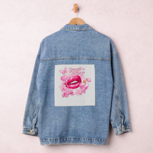 Süße und freche pinke Coquette-Denimjacke Jeansjacke