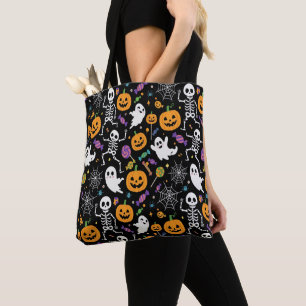 Süße und gruselige Skelette für Halloween Tasche