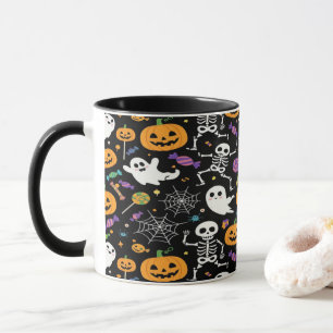 Süße und gruselige Skelette für Halloween Tasse