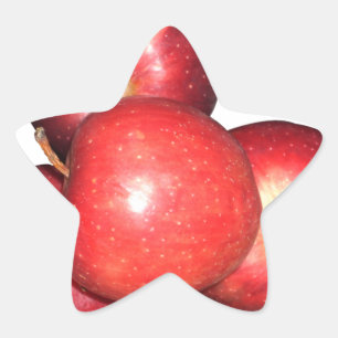 Süße und knackige rote Äpfel - Bio-Obst-Druck Stern-Aufkleber