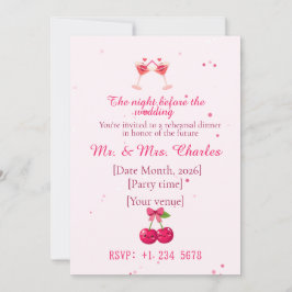 Süße und lustige Cocktails Hochzeitsprobe Dinner Einladung