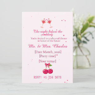 Süße und lustige Cocktails Hochzeitsprobe Dinner  Einladung