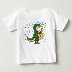 Süße und lustige Dinosaurier T-Rex Saxophon Musik Baby T-shirt