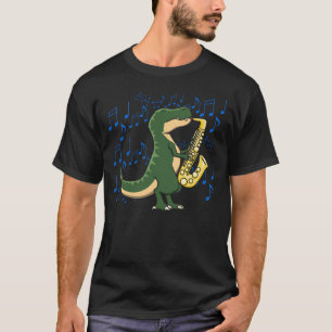 Süße und lustige Dinosaurier T-Rex Saxophon Musik T-Shirt