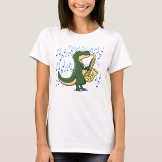 Süße und lustige Dinosaurier T-Rex Saxophon Musik T-Shirt