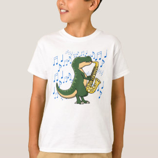 Süße und lustige Dinosaurier T-Rex Saxophon Musik T-Shirt