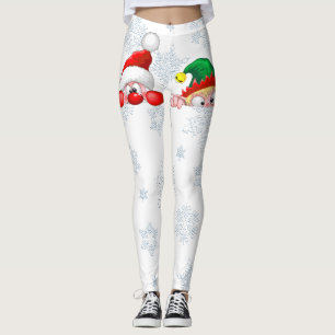 Süße und lustige Weihnachtsmann- und Elf-Figuren s Leggings
