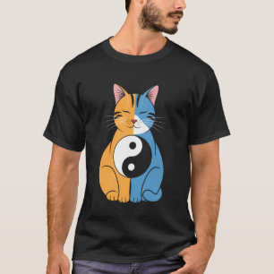 Süße und niedliche chinesische Yin-und-Yang-Katzen T-Shirt