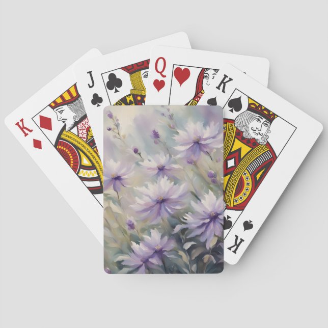 Süße und romantische violette Blumen Spielkarten (Rückseite)