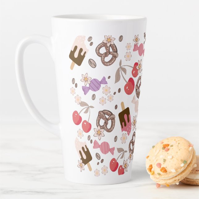 Süße und salzige Leckereien Mustermädchen Milchtasse (Beispiel)