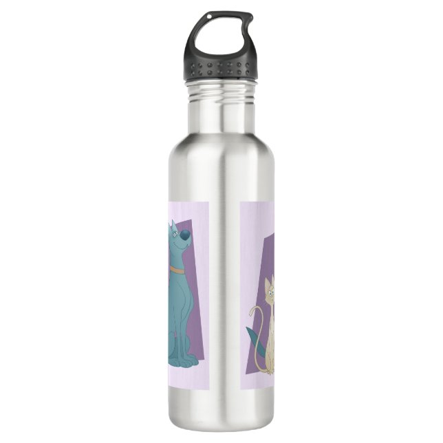 süße und süße Cartoon Stil Hund & Katze Edelstahlflasche (Vorderseite)