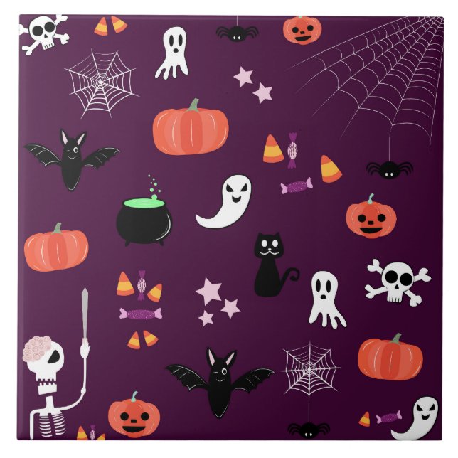 Süße unheimliche Halloween-Kunst Fliese (Vorderseite)