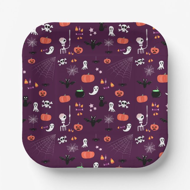 Süße unheimliche Halloween-Kunst Pappteller (Vorderseite)