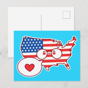 Süße USA-Kartenflagge Postkarte