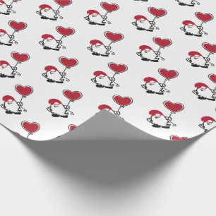 Süße Valentins-Gnome mit einem herzförmigen Luftba Geschenkpapier