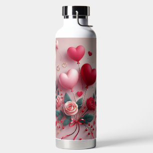 Süße Valentinsballons und Rosen Trinkflasche