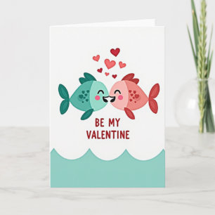 Süße Valentinsfisch-Kusskarte Karte