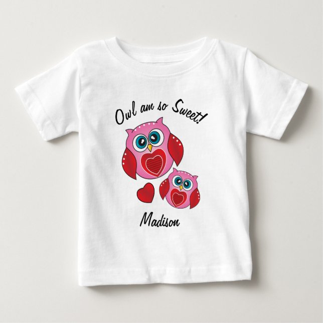 Süße Valentinsgruß-Eulen Baby T-shirt (Vorderseite)