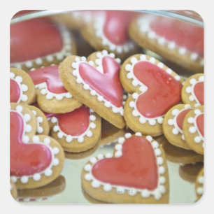 süße Valentinsgrußplätzchen in einem Quadratischer Aufkleber