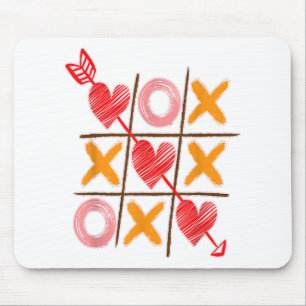 Süße Valentinsjungen Mädchen Tic Tac Toe Herzen Ge Mousepad