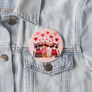 Süße Valentinskatzen in Herz-Sonnenbrillen Button