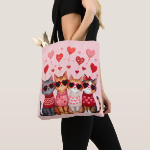 Süße Valentinskatzen in Herz-Sonnenbrillen Tasche