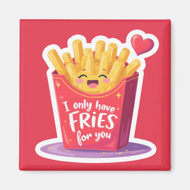 Süße Valentinstag-Fritten-Pun Magnet (Vorne)
