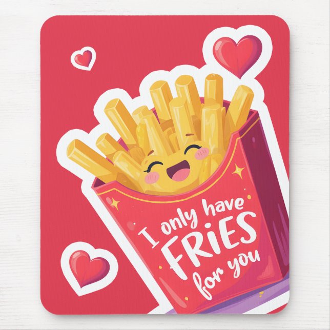 Süße Valentinstag-Fritten-Pun Mousepad (Vorne)